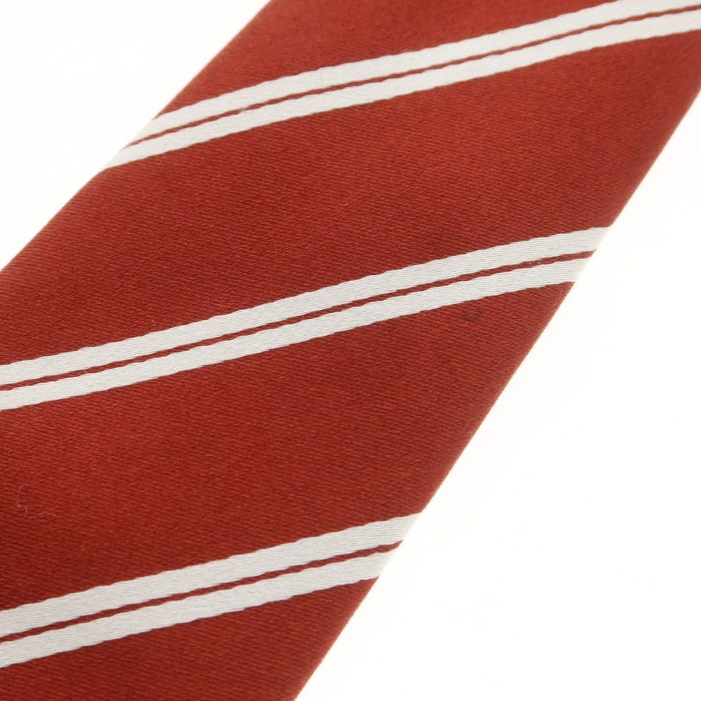 【中古】ステファノ ビジ stefano bigi TOMORROWLAND別注 シルク ストライプ柄ネクタイ レッドブラウンxホワイト【 状態ランクB 】【 メンズ 】