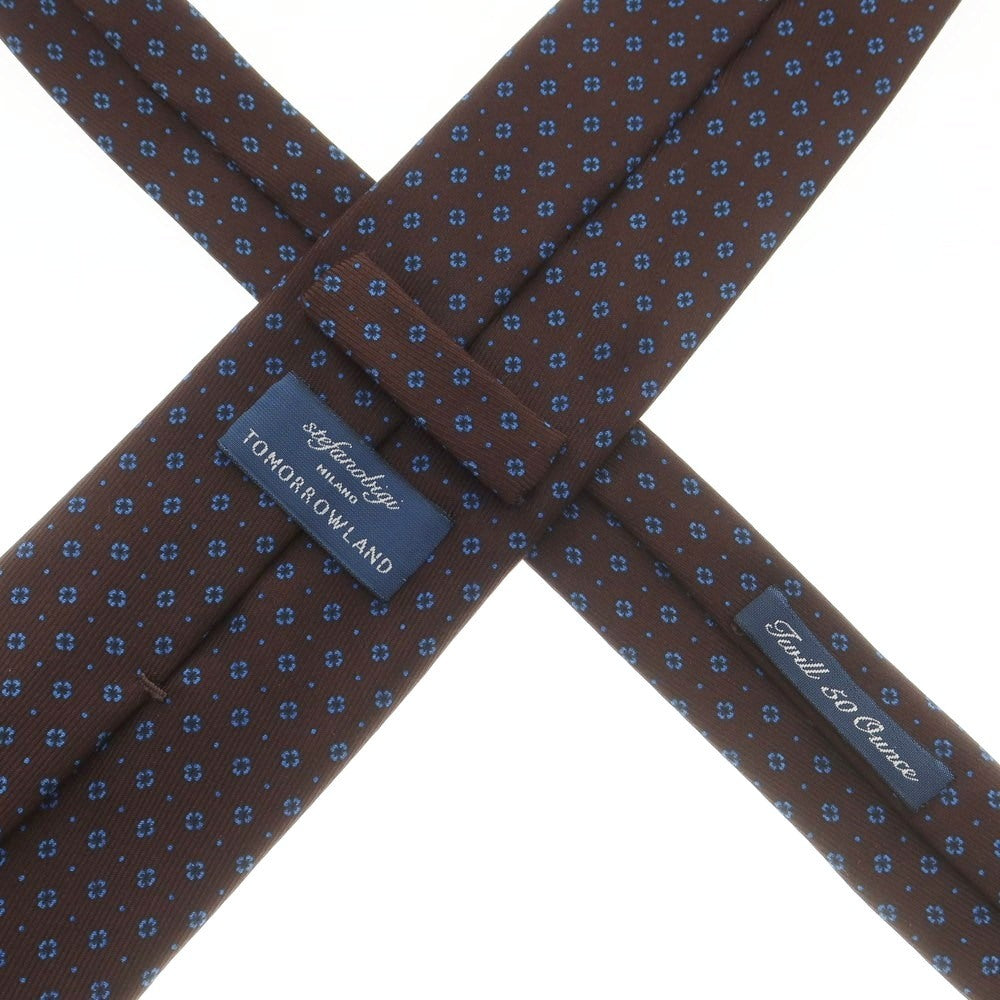 【中古】ステファノ ビジ stefano bigi TOMORROWLAND別注 シルク プリント 花小紋柄ネクタイ ダークブラウンxブルー【 状態ランクB 】【 メンズ 】