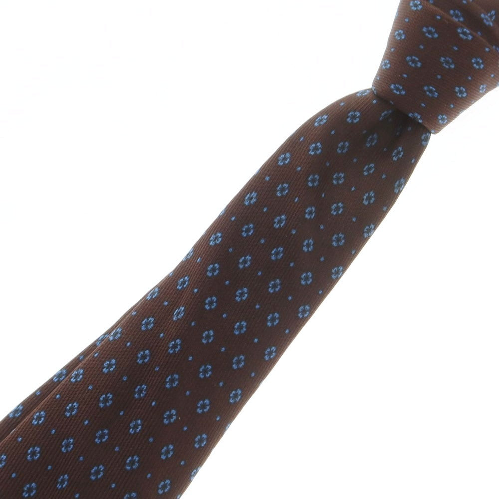 【中古】ステファノ ビジ stefano bigi TOMORROWLAND別注 シルク プリント 花小紋柄ネクタイ ダークブラウンxブルー【 状態ランクB 】【 メンズ 】