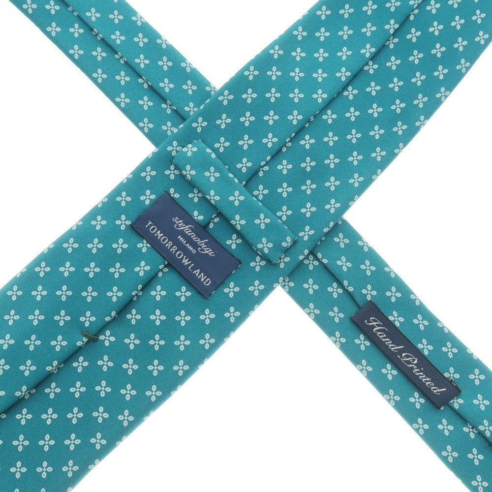 【中古】ステファノ ビジ stefano bigi TOMORROWLAND別注 シルク プリント 花小紋柄ネクタイ ブルーグリーン【 状態ランクC 】【 メンズ 】