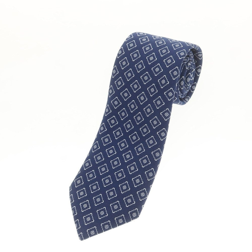 【中古】ホリデイ アンド ブラウン HOLLIDAY & BROWN シルク プリント 小紋柄ネクタイ ネイビーxホワイト【 状態ランクB 】【 メンズ 】