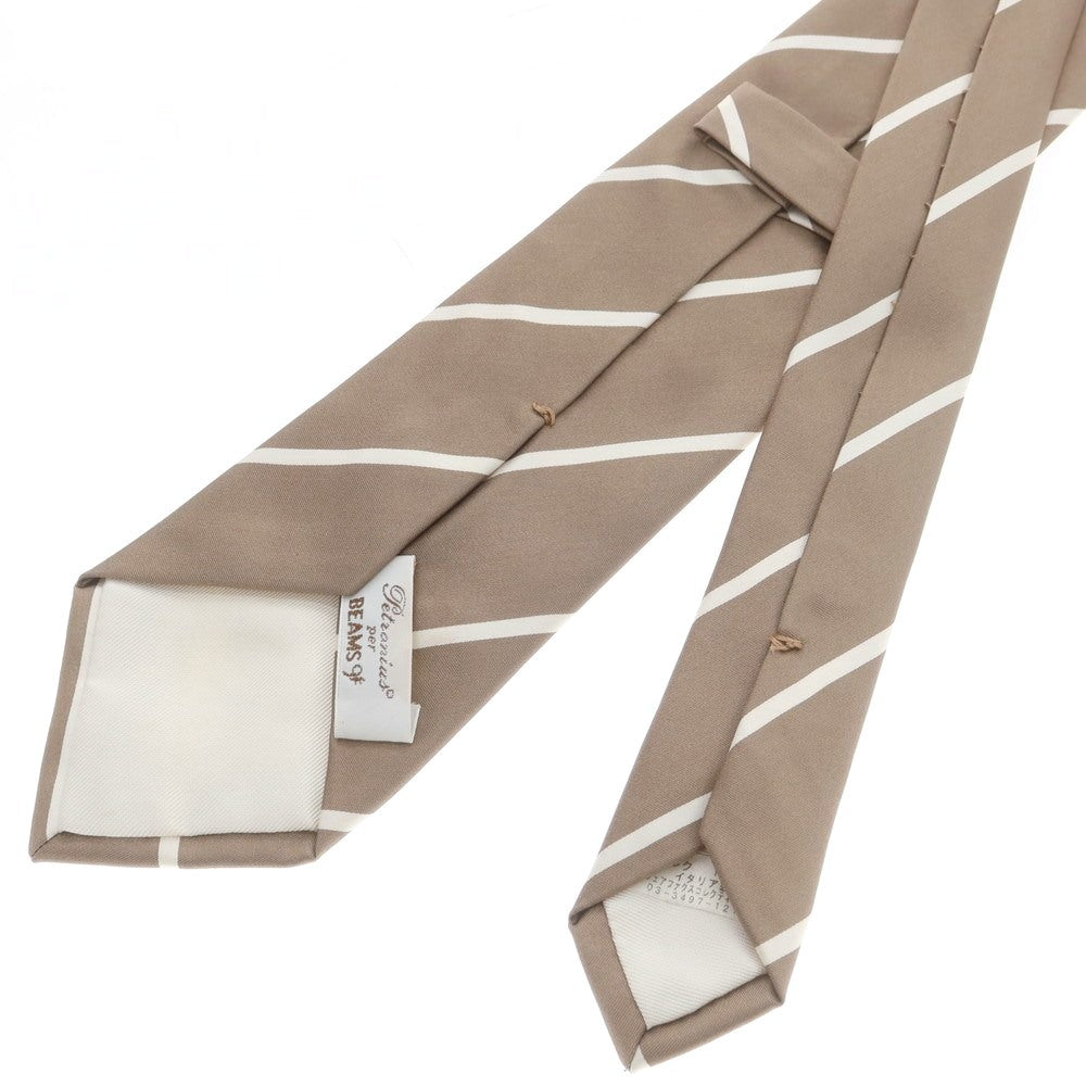 【中古】ペトロニウス PETRONIUS BEAMS F別注 シルク ストライプ柄ネクタイ グレージュxホワイト【 状態ランクB 】【 メンズ 】