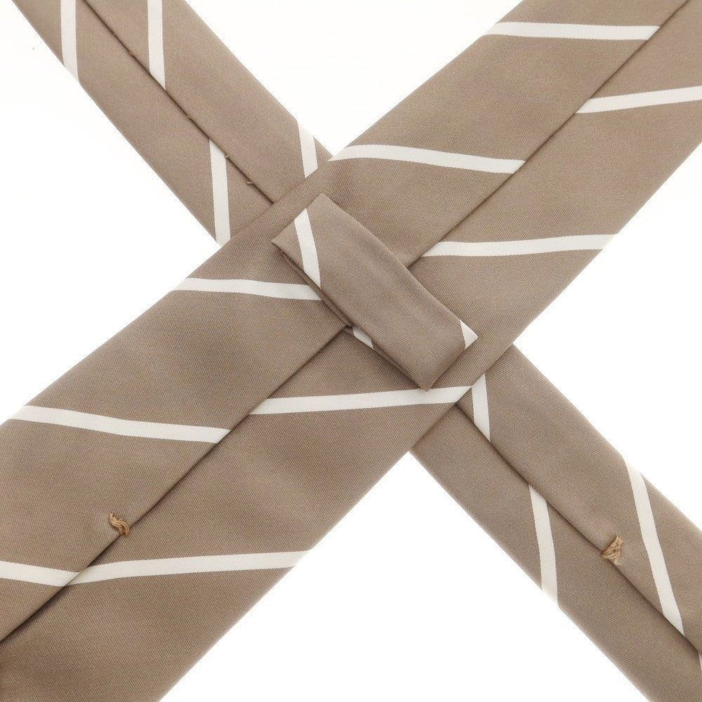 【中古】ペトロニウス PETRONIUS BEAMS F別注 シルク ストライプ柄ネクタイ グレージュxホワイト【 状態ランクB 】【 メンズ 】