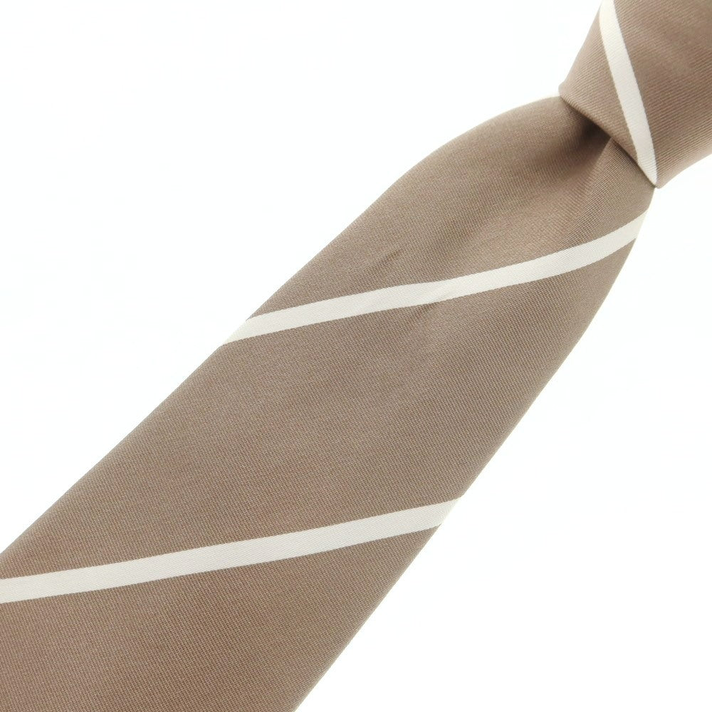 【中古】ペトロニウス PETRONIUS BEAMS F別注 シルク ストライプ柄ネクタイ グレージュxホワイト【 状態ランクB 】【 メンズ 】