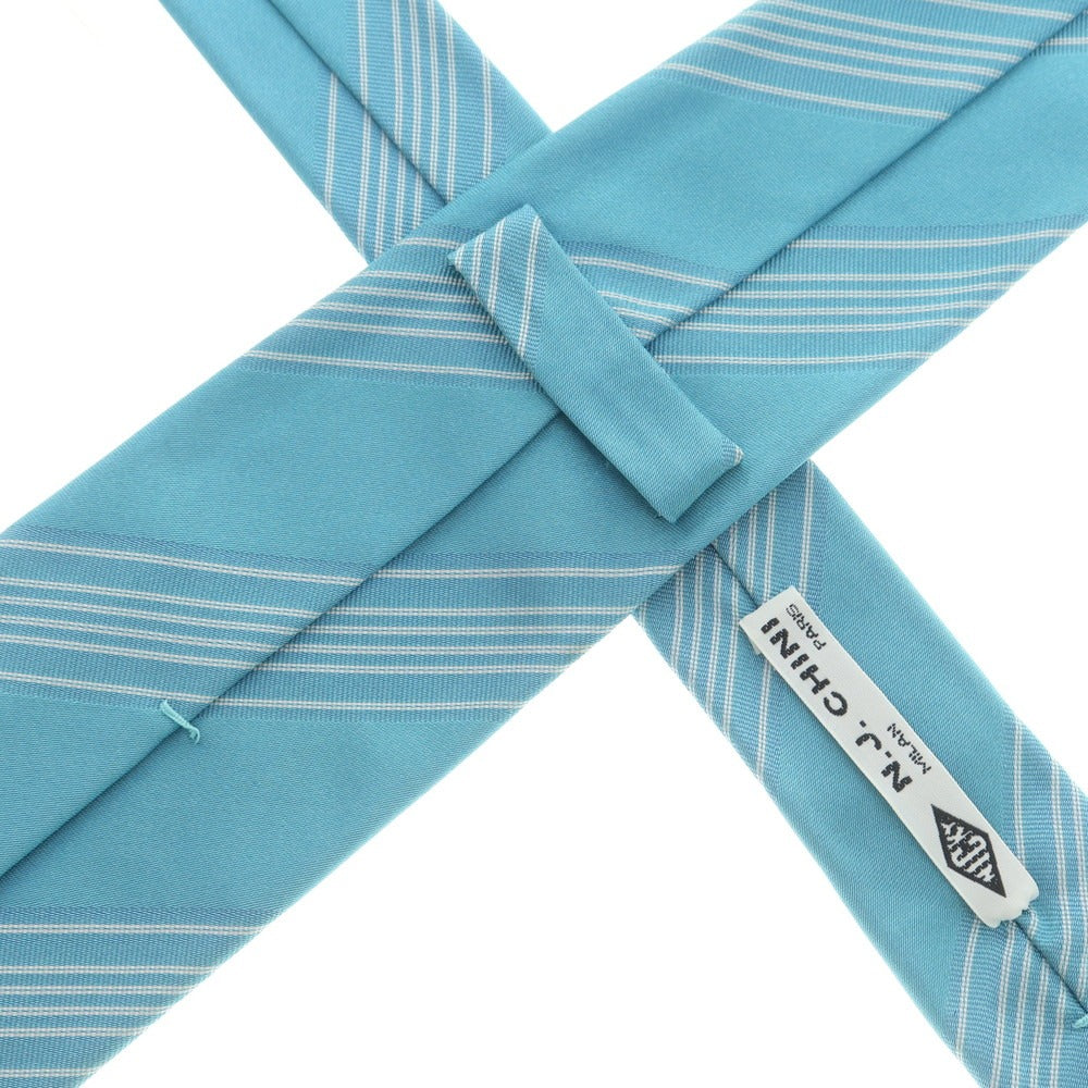 【中古】ニッキー nicky シルク ストライプ柄ネクタイ ライトブルーxホワイト【 状態ランクB 】【 メンズ 】