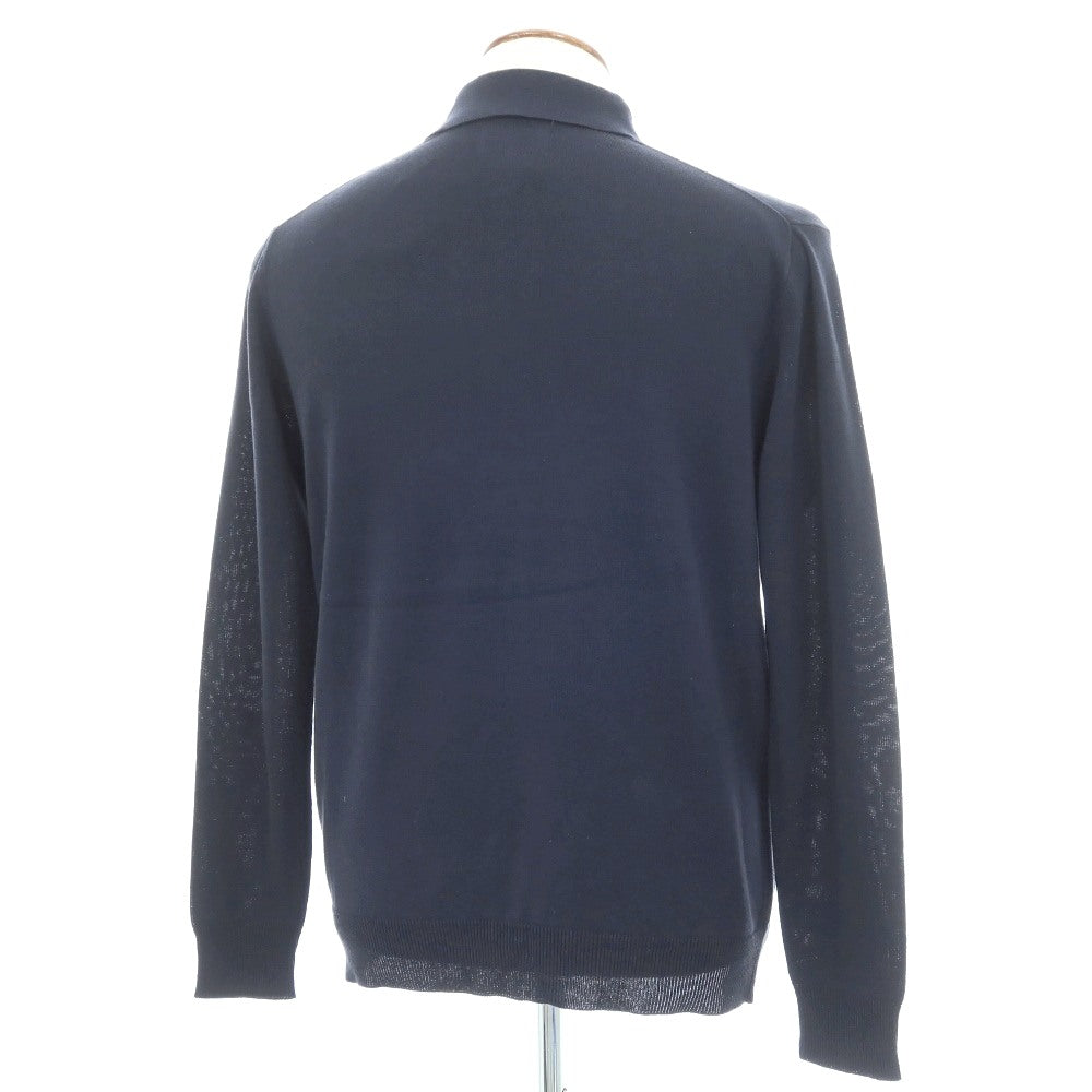 【中古】ビームスプラス BEAMS PLUS レーヨンコットン 長袖 ポロニット ネイビー【サイズM】【 状態ランクC 】【 メンズ 】