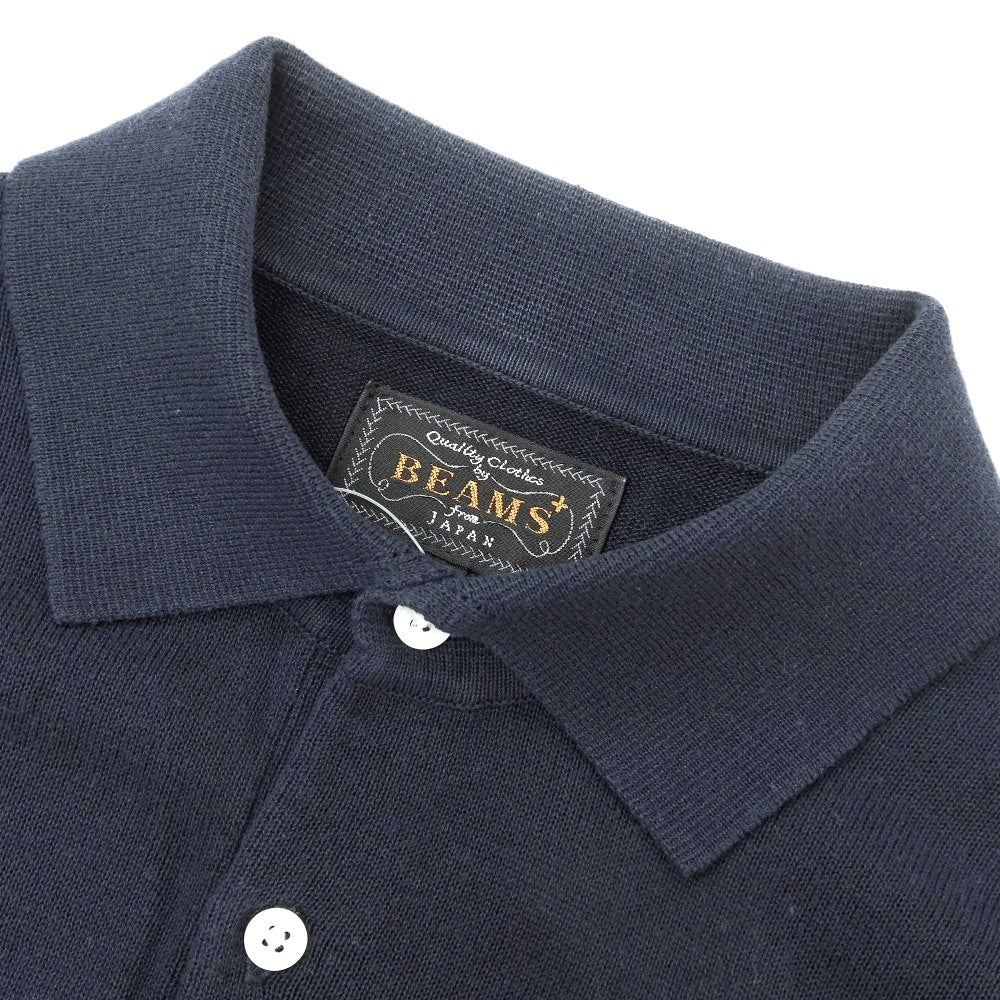 【中古】ビームスプラス BEAMS PLUS レーヨンコットン 長袖 ポロニット ネイビー【サイズM】【 状態ランクC 】【 メンズ 】