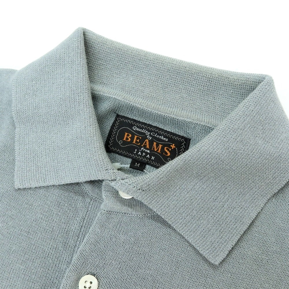 【中古】ビームスプラス BEAMS PLUS レーヨンコットン 長袖 ポロニット ブルーグレー【サイズM】【 状態ランクC 】【 メンズ 】