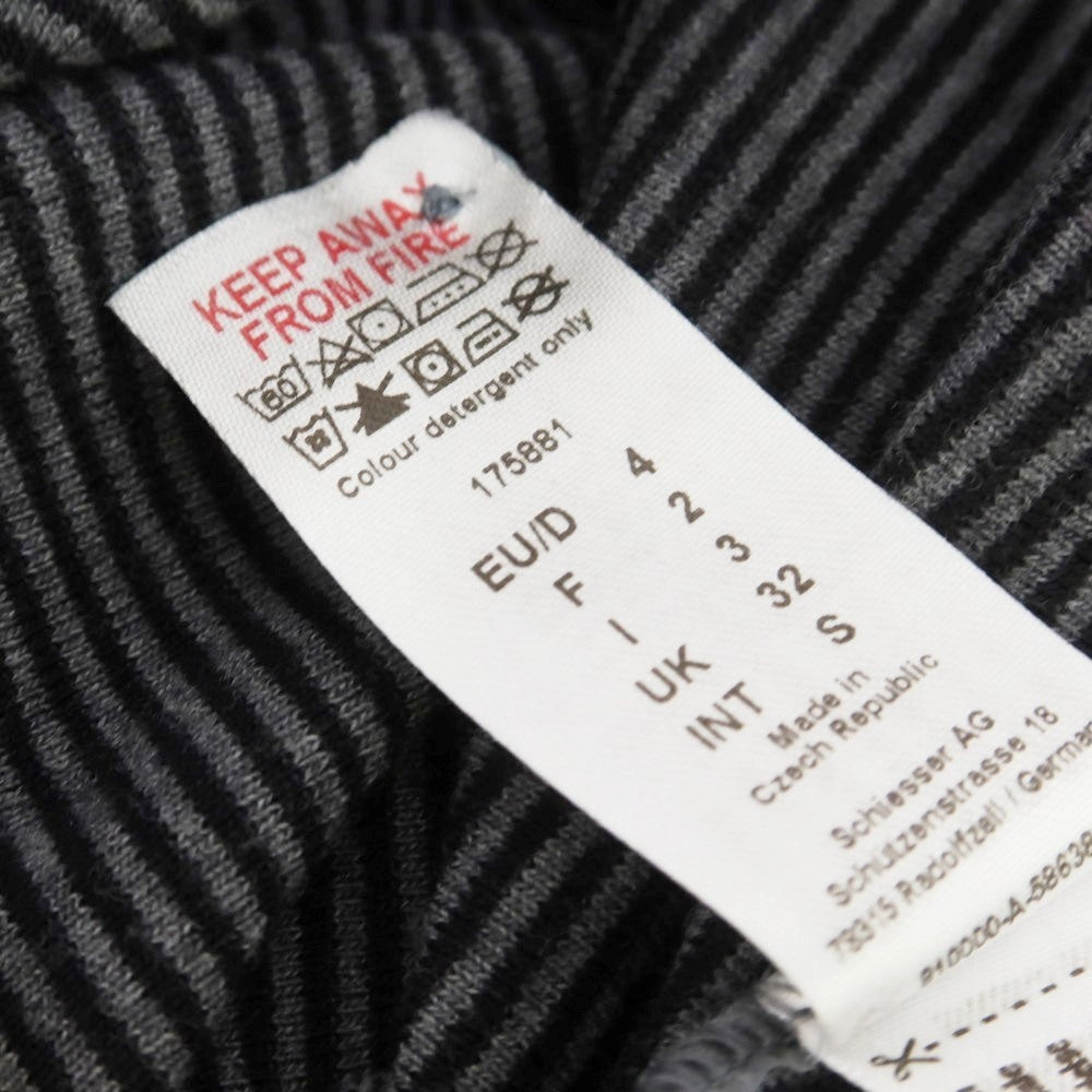 【中古】シーサー Schiesser コットン ボーダー ヘンリーネック 長袖Tシャツ ダークグレーxブラック【 S/4 】【 状態ランクB 】【 メンズ 】