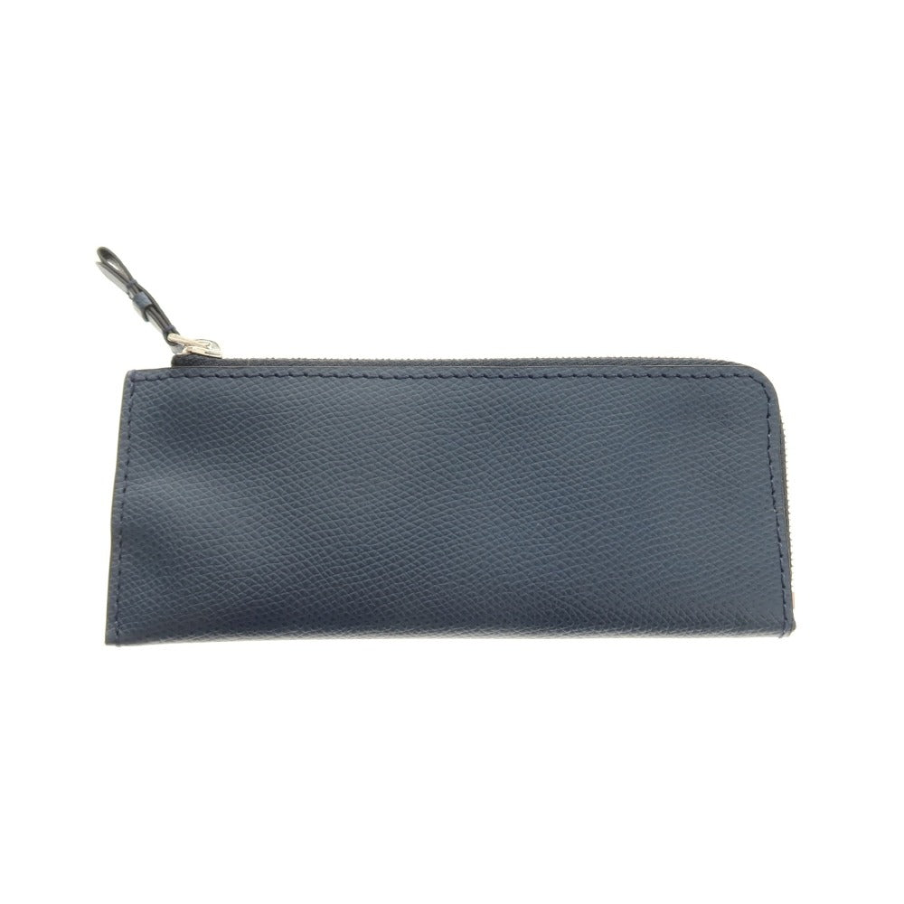 【中古】ジャン ルソー JEAN ROUSSEAU 型押しレザー 長財布 ネイビーブルー【 状態ランクB 】【 メンズ 】