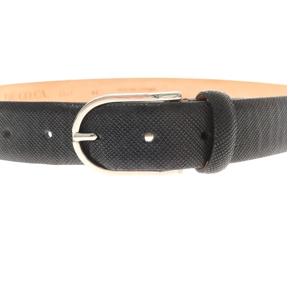 【中古】デーコカ DE.CO.CA 型押しレザー ベルト ブラックxシルバー【 85 】【 状態ランクC 】【 メンズ 】