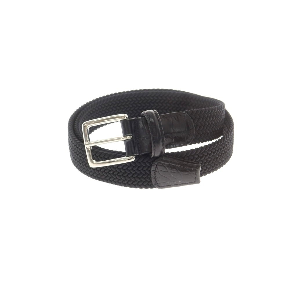 【中古】アンダーソンズ Andersons エラスティック×クロコ型押しレザー メッシュベルト ブラックxシルバー【 85 】【 状態ランクA 】【 メンズ 】