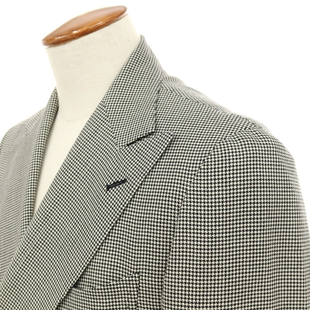 【中古】タリアトーレ TAGLIATORE Brilla per il gusto別注 SUPER100’Sウール&シルク ハウンドトゥース ダブルスーツ グレーxブラック【サイズ48】【 状態ランクB 】【 メンズ 】