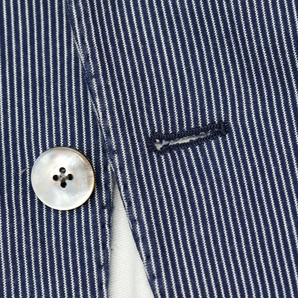 【中古】ボリオリ BOGLIOLI SOHO コットンナイロン ジャージー ストライプ 3B カジュアルジャケット ネイビーxホワイト【サイズ46】【 状態ランクC 】【 メンズ 】