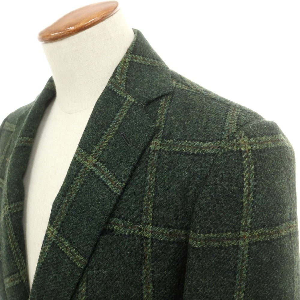 【中古】スティレ ラティーノ STILE LATINO ウール ツイード チェック 3B テーラードジャケット グリーン【 46 】【 状態ランクB 】【 メンズ 】