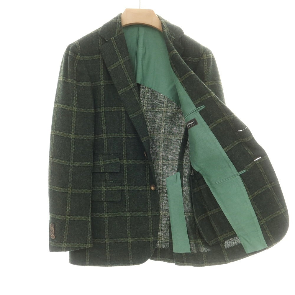 【中古】スティレ ラティーノ STILE LATINO ウール ツイード チェック 3B テーラードジャケット グリーン【 46 】【 状態ランクB 】【 メンズ 】