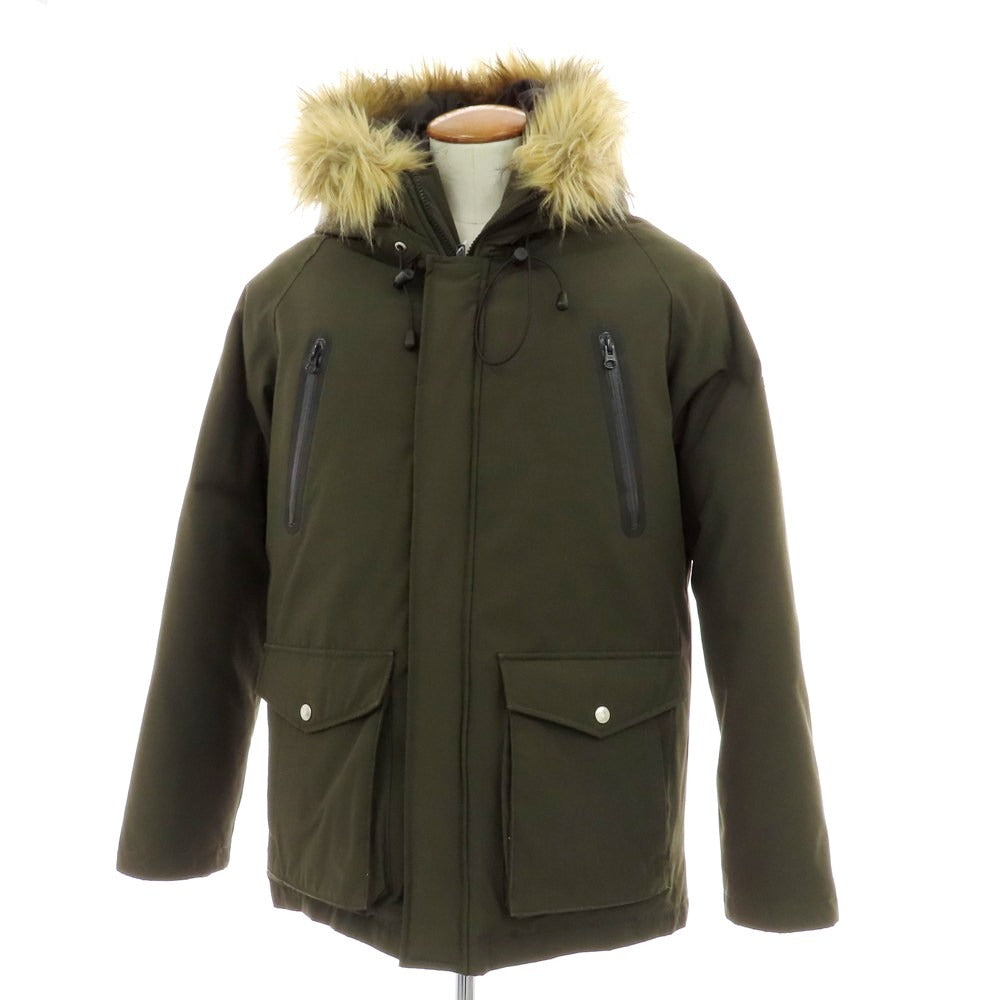 【中古】ショット schott ポリエステルコットン ファー ダウンジャケット オリーブ【 M 】【 状態ランクC 】【 メンズ 】