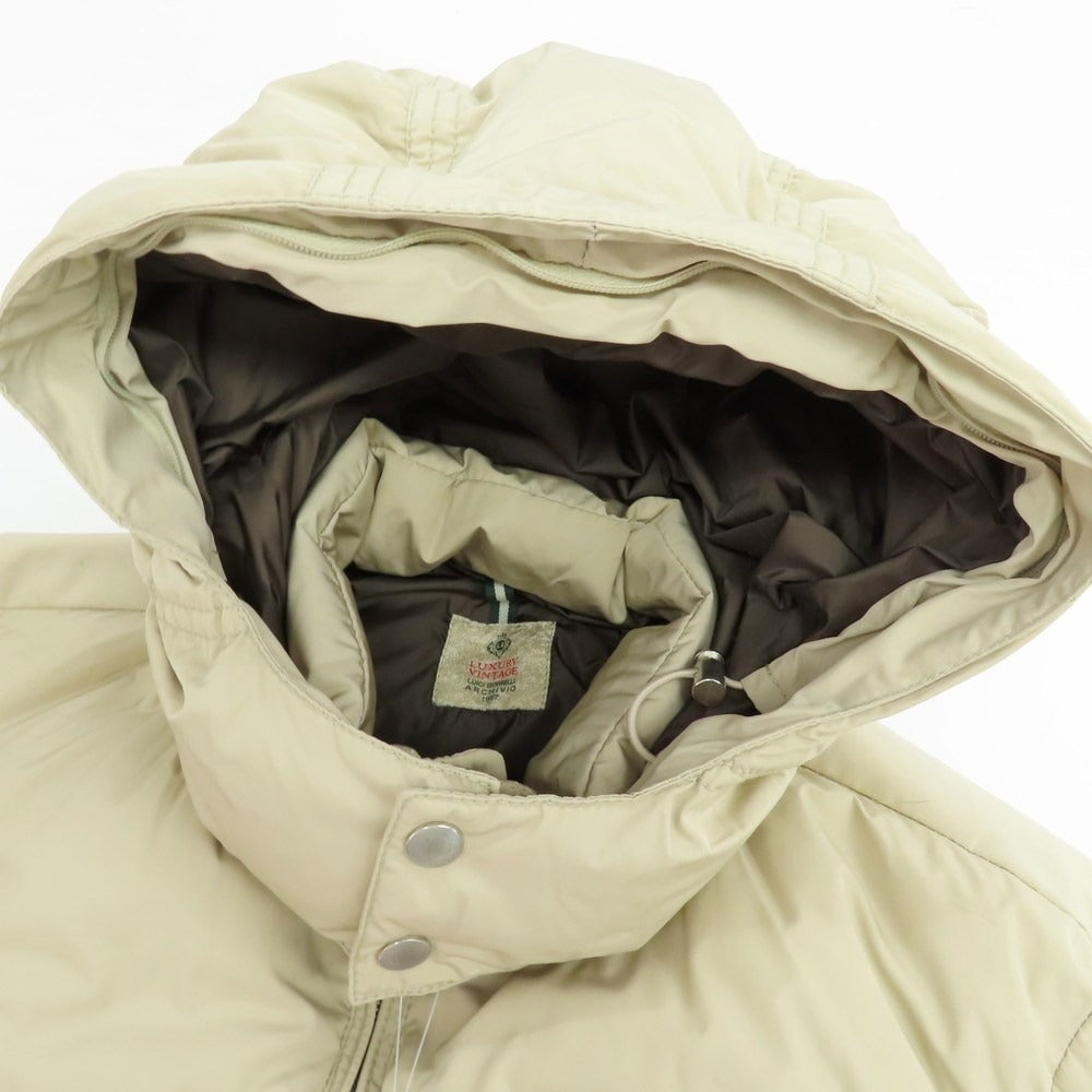 【中古】ルイジボレッリ ラグジュアリーヴィンテージ LUIGIBORRELLI LUXURY VINTAGE ストレッチポリエステル ファー ダウンジャケット ベージュ系【 48 】【 状態ランクB 】【 メンズ 】