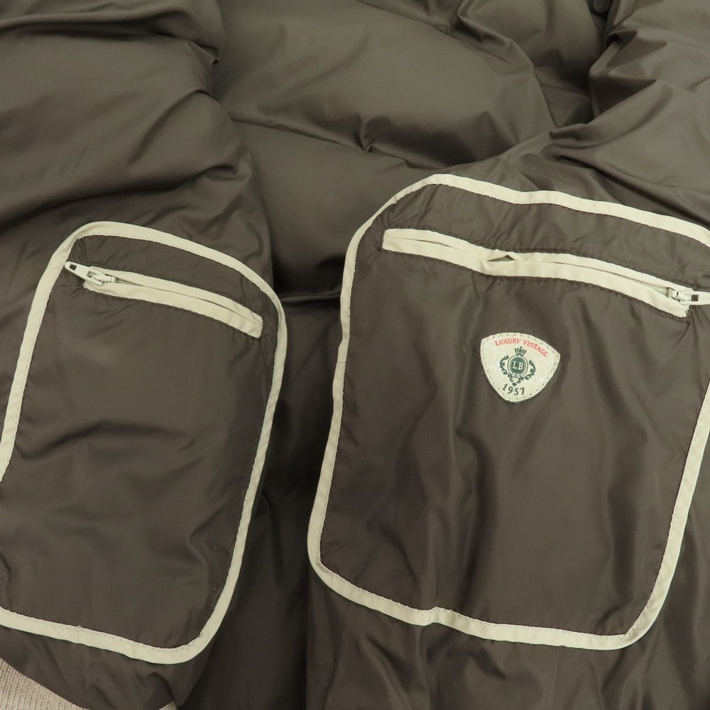 【中古】ルイジボレッリ ラグジュアリーヴィンテージ LUIGIBORRELLI LUXURY VINTAGE ストレッチポリエステル ファー ダウンジャケット ベージュ系【 48 】【 状態ランクB 】【 メンズ 】