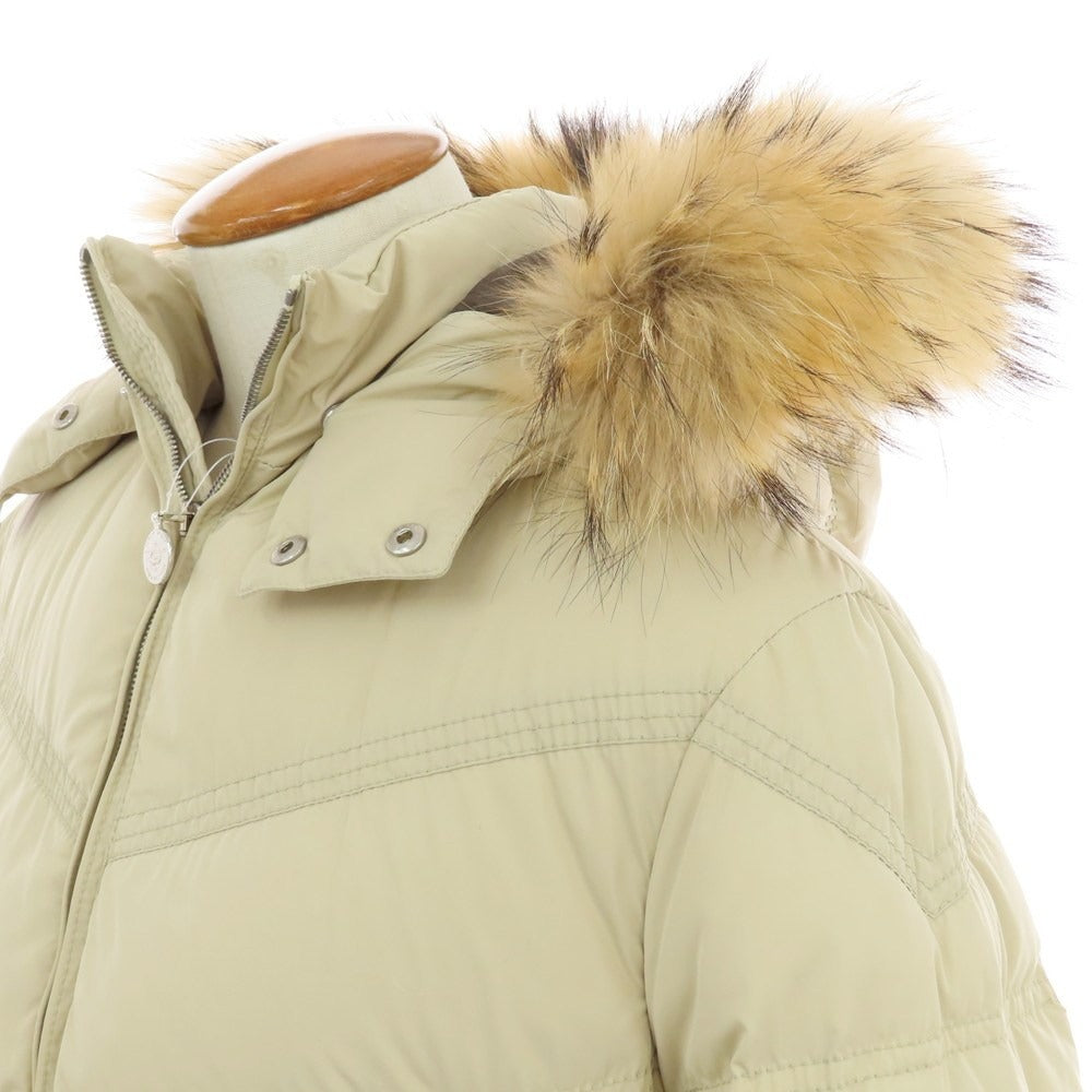 【中古】ルイジボレッリ ラグジュアリーヴィンテージ LUIGIBORRELLI LUXURY VINTAGE ストレッチポリエステル ファー ダウンジャケット ベージュ系【 48 】【 状態ランクB 】【 メンズ 】