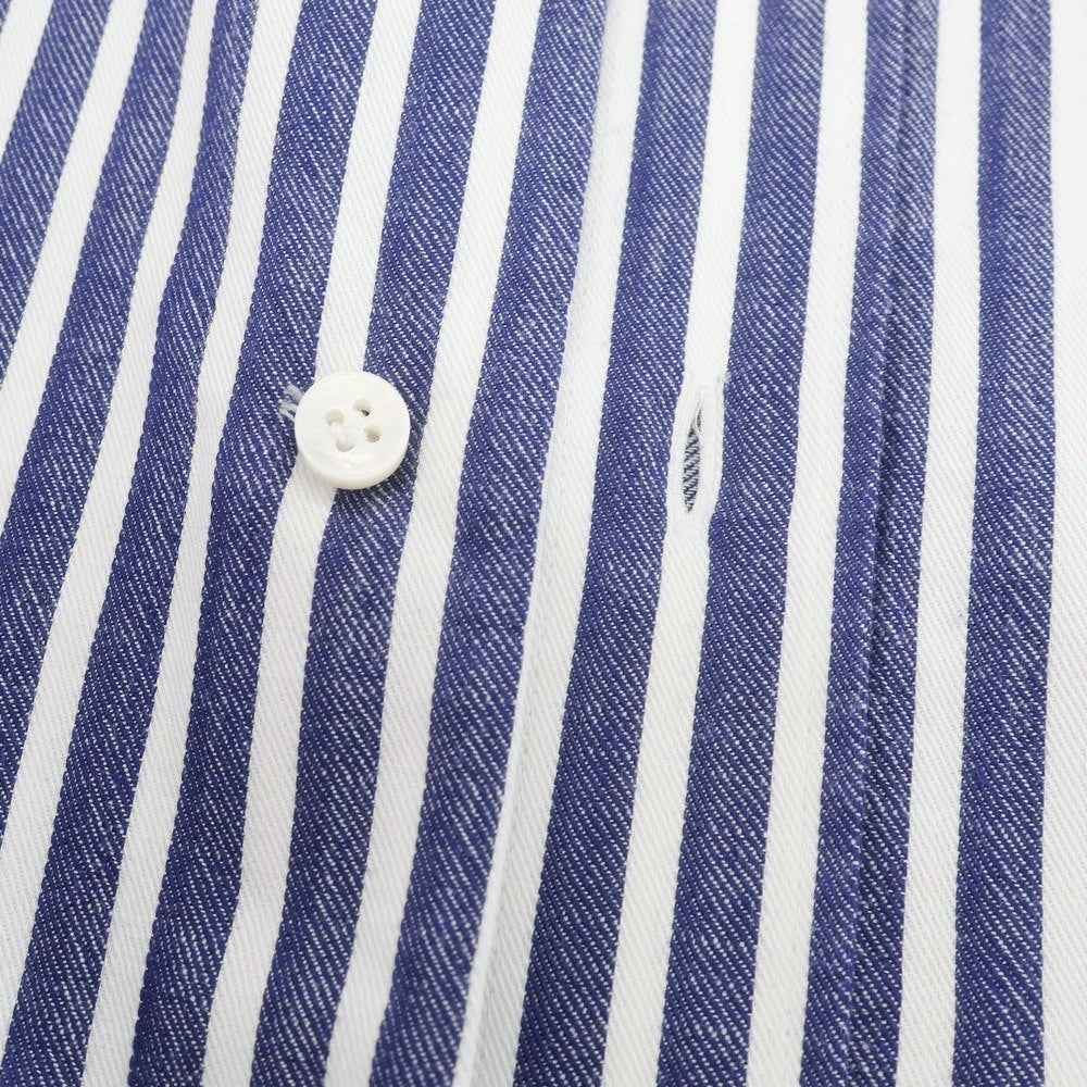 【中古】バルバ BARBA コットン ストライプ レギュラーカラー カジュアルシャツ ネイビーxホワイト【 40 】【 状態ランクB 】【 メンズ 】