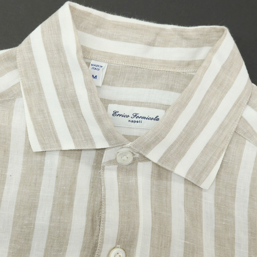 【中古】エリコフォルミコラ ERRICO FORMICOLA リネン ストライプ プルオーバーシャツ グレージュxホワイト【サイズM】【 状態ランクB 】【 メンズ 】