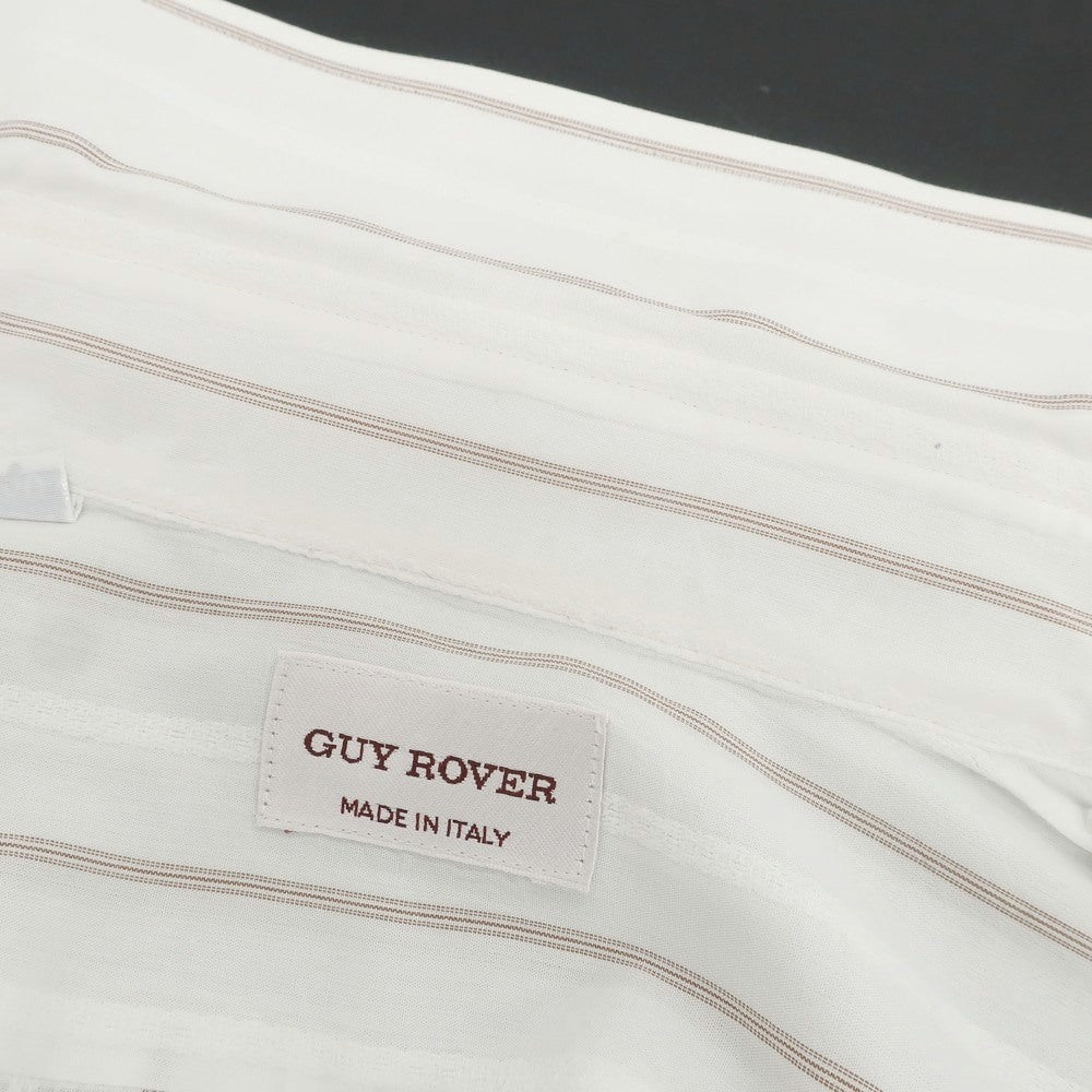 【中古】ギローバー GUY ROVER コットン ストライプ レギュラーカラー カジュアルシャツ ホワイトxブラウン【 40 】【 状態ランクB 】【 メンズ 】