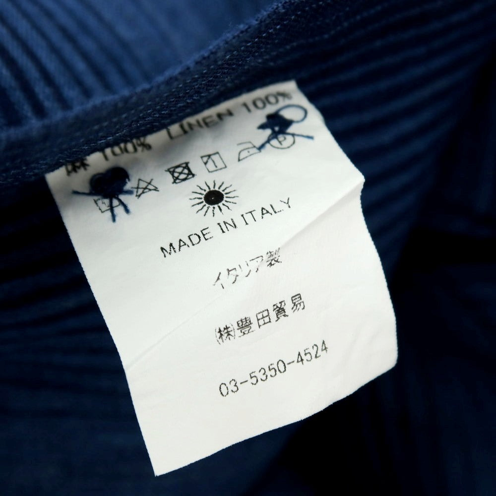 【中古】ジャンネット giannetto WASHING DIVISION リネン ワイドカラー カジュアルシャツ ネイビーxブルー【サイズ40】【 状態ランクB 】【 メンズ 】