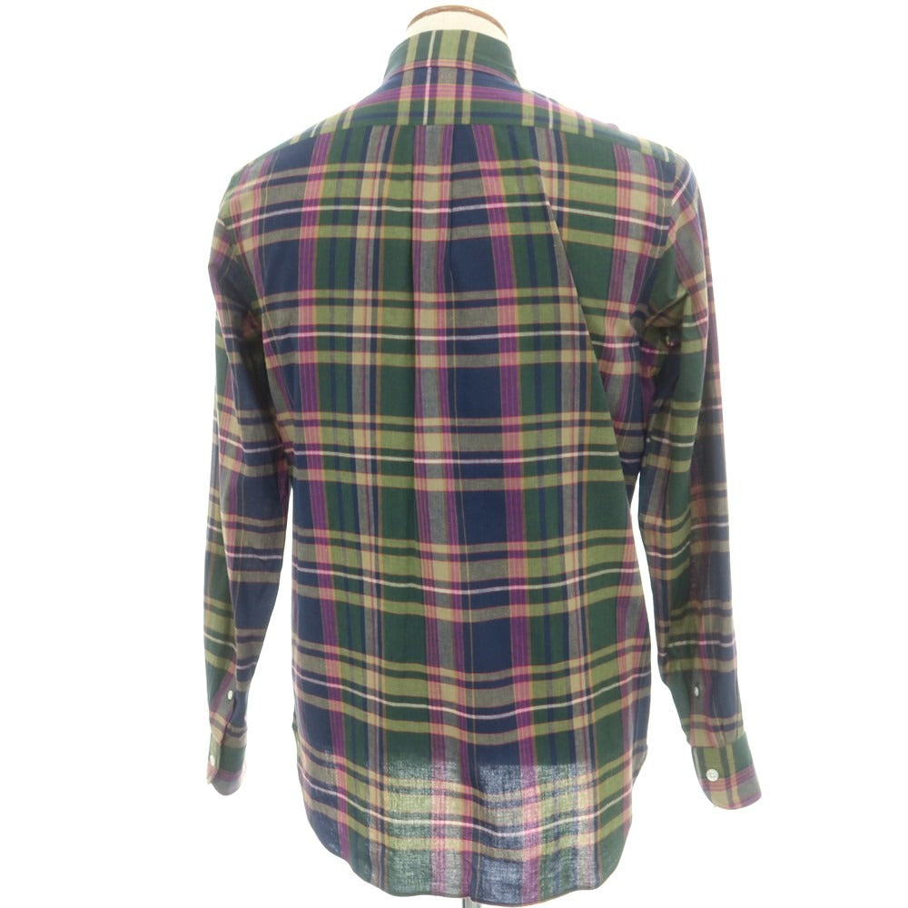 【中古】ビームスエフ BEAMS F コットン チェック ボタンダウン カジュアルシャツ ネイビーxグリーン【 40 】【 状態ランクB 】【 メンズ 】