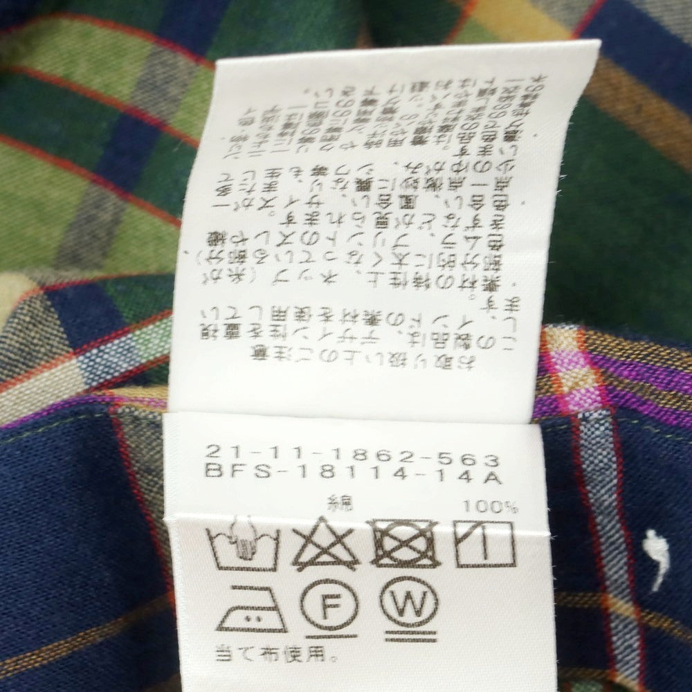 【中古】ビームスエフ BEAMS F コットン チェック ボタンダウン カジュアルシャツ ネイビーxグリーン【 40 】【 状態ランクB 】【 メンズ 】