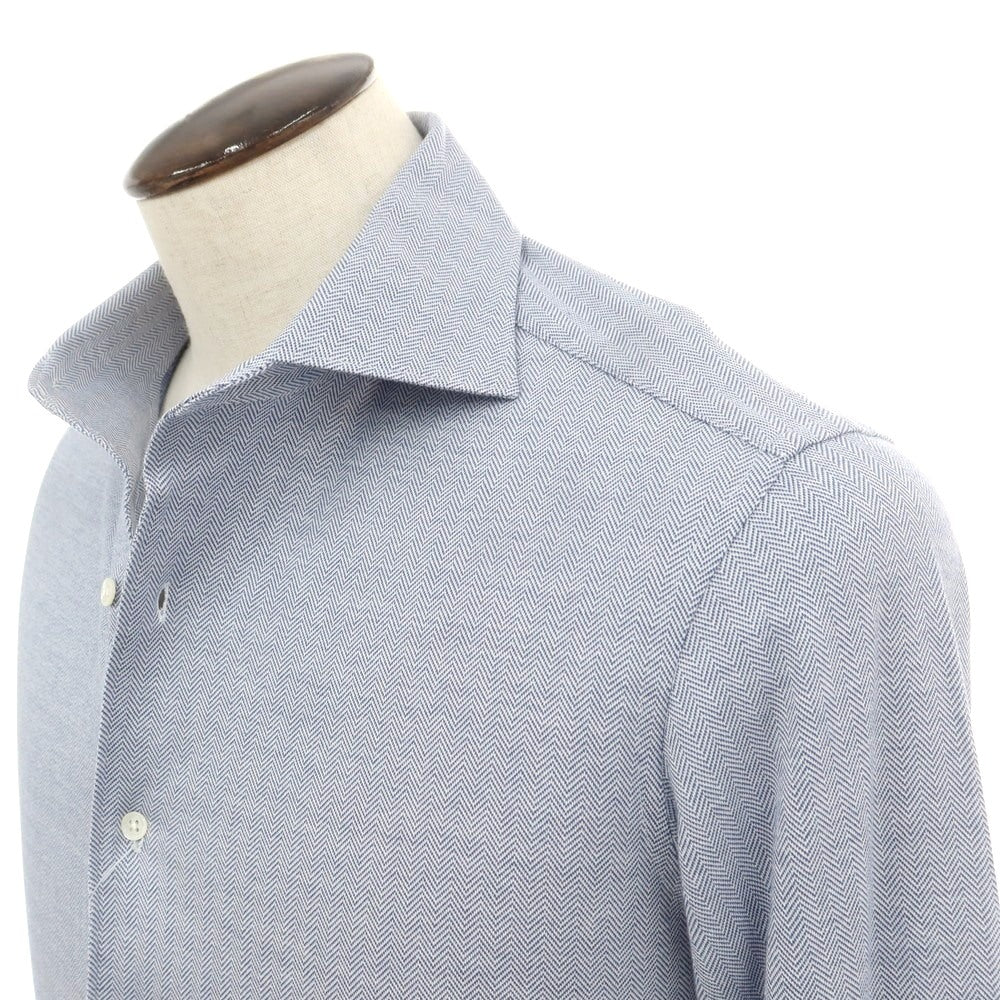 【中古】シップス SHIPS コットン ヘリンボーン ドレスシャツ ブルー【 L 】【 状態ランクB 】【 メンズ 】