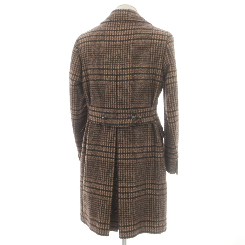 【中古】スティレ ラティーノ STILE LATINO アルパカウールナイロン チェック ダブルブレストコート ブラウン【 44 】【 状態ランクB 】【 メンズ 】