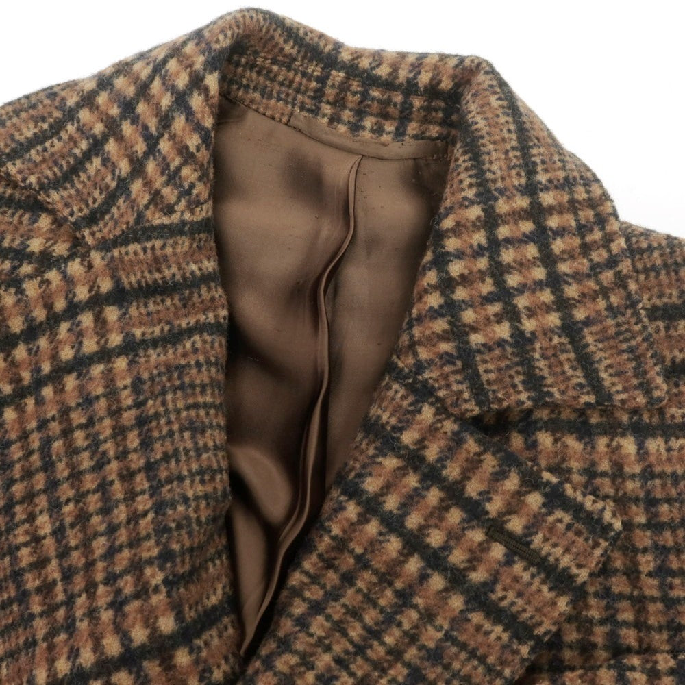 【中古】スティレ ラティーノ STILE LATINO アルパカウールナイロン チェック ダブルブレストコート ブラウン【 44 】【 状態ランクB 】【 メンズ 】
