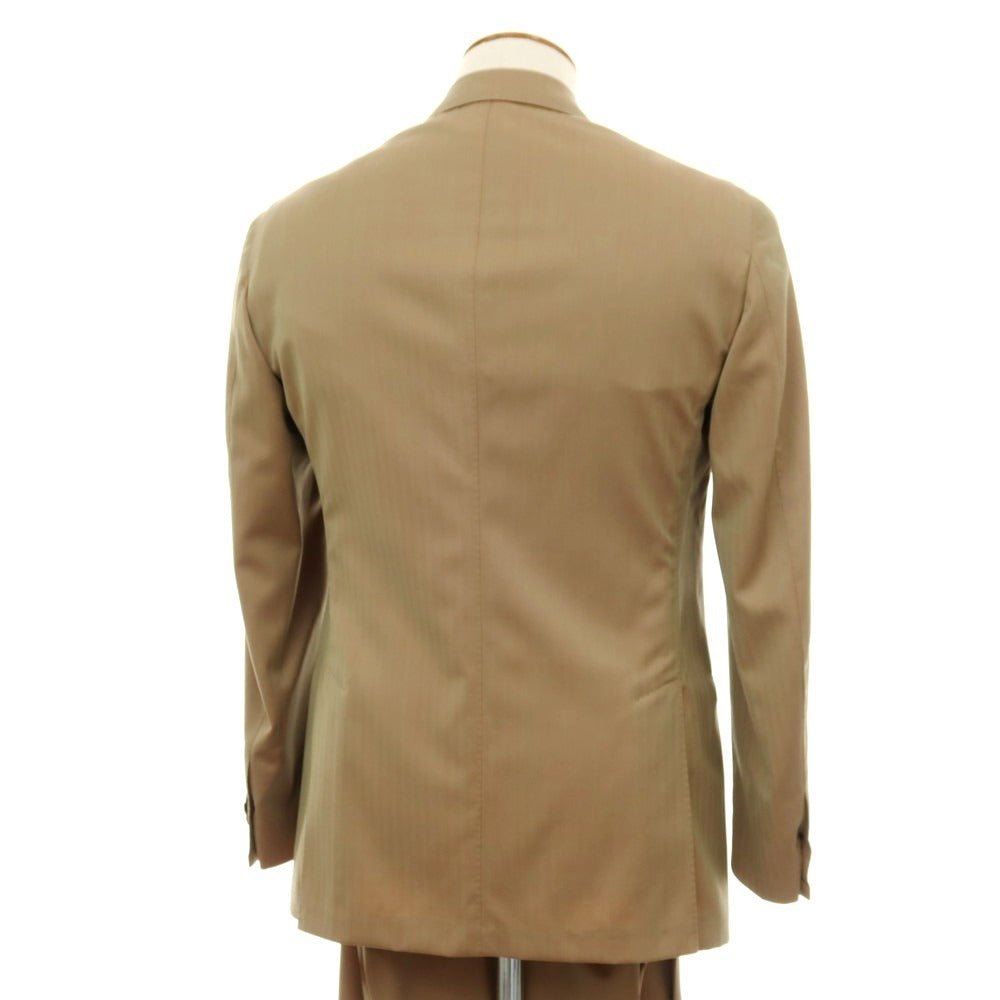 【中古】バルバ BARBA ウール ヘリンボーン 3つボタンスーツ カーキxレッド(玉虫色)【サイズ46】【 状態ランクB 】【 メンズ 】