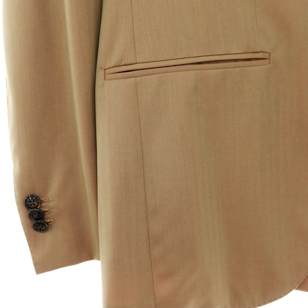 【中古】バルバ BARBA ウール ヘリンボーン 3つボタンスーツ カーキxレッド(玉虫色)【サイズ46】【 状態ランクB 】【 メンズ 】