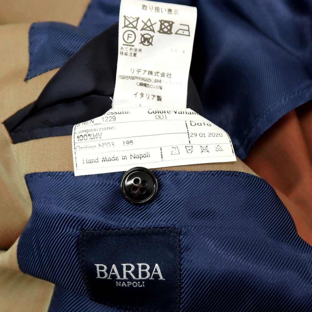 【中古】バルバ BARBA ウール ヘリンボーン 3つボタンスーツ カーキxレッド(玉虫色)【サイズ46】【 状態ランクB 】【 メンズ 】