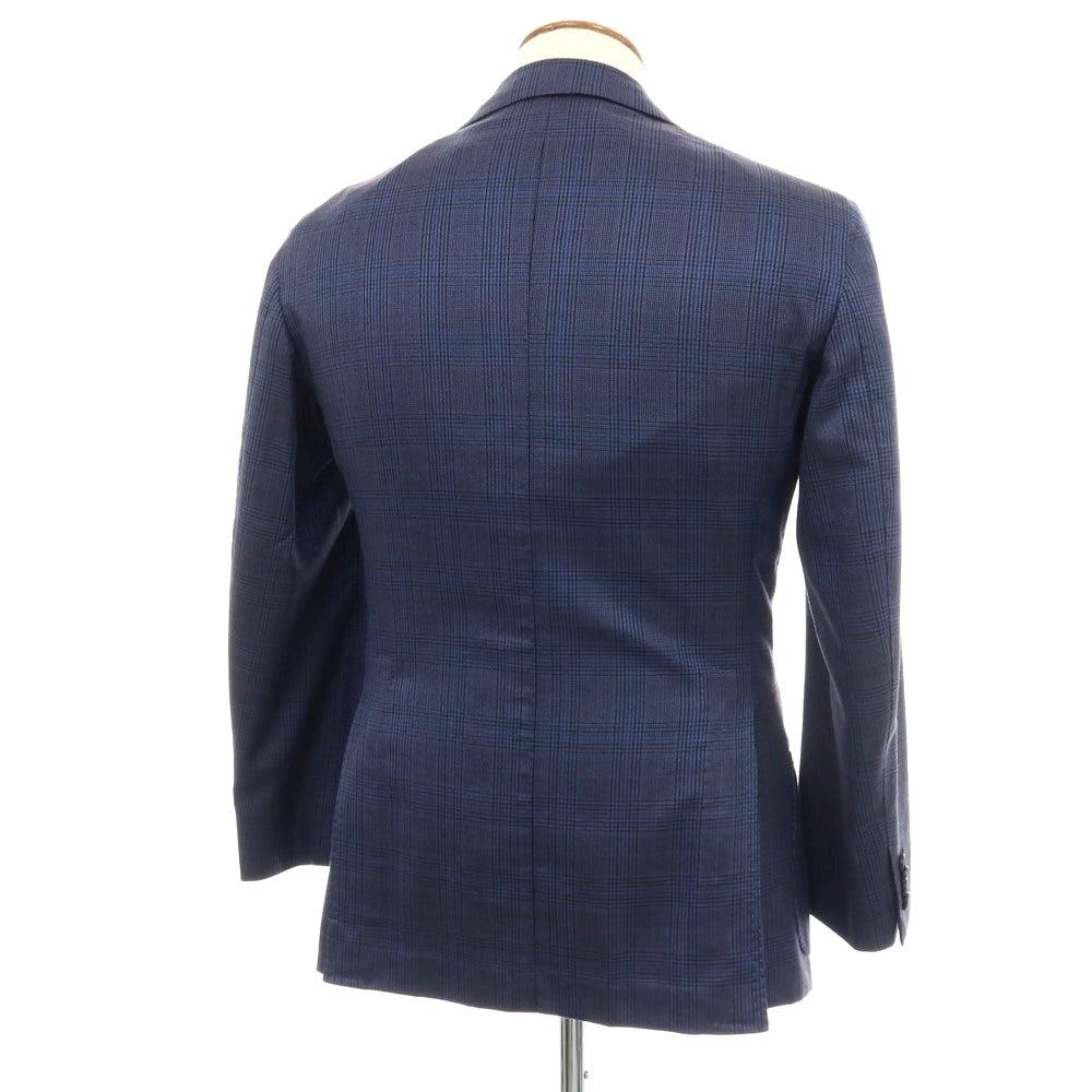 【中古】ニコラジョルダーノ NICOLA GIORDANO GIACCA シルク&SUPER120’S ウール グレンチェック 3B テーラードジャケット ライトネイビーxブラック【サイズ46】【 状態ランクB 】【 メンズ 】
