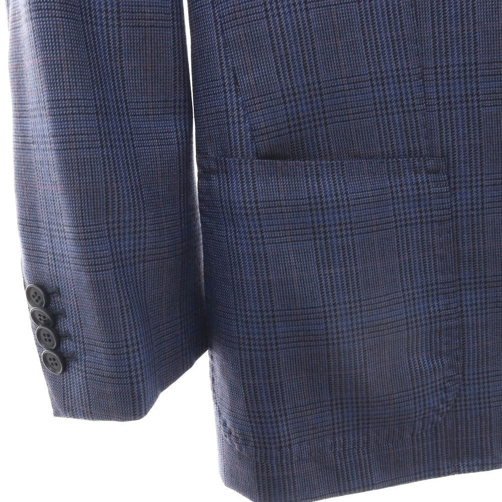 【中古】ニコラジョルダーノ NICOLA GIORDANO GIACCA シルク&SUPER120’S ウール グレンチェック 3B テーラードジャケット ライトネイビーxブラック【サイズ46】【 状態ランクB 】【 メンズ 】