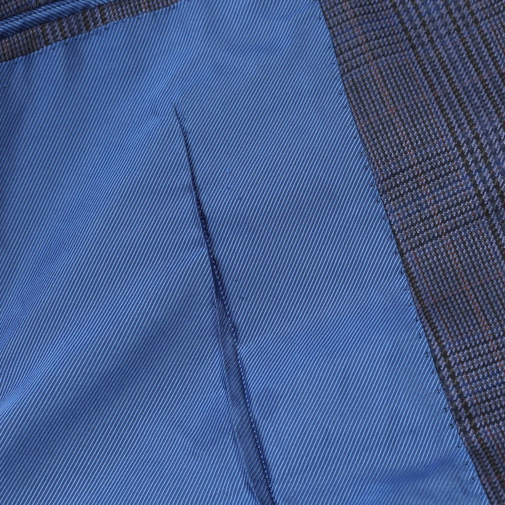 【中古】ニコラジョルダーノ NICOLA GIORDANO GIACCA シルク&SUPER120’S ウール グレンチェック 3B テーラードジャケット ライトネイビーxブラック【サイズ46】【 状態ランクB 】【 メンズ 】