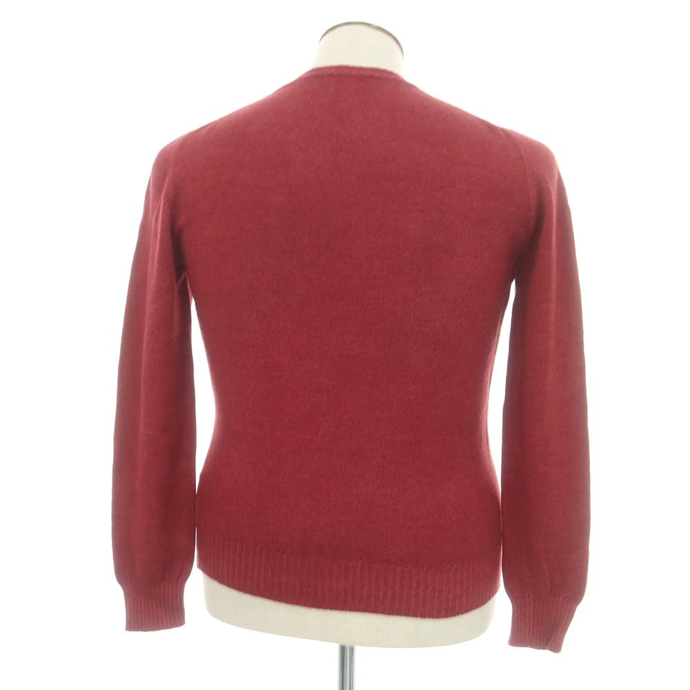 【中古】グランサッソ GRAN SASSO ヴィンテージ加工 ウール クルーネック プルオーバーニット レッド【 50 】【 状態ランクB 】【 メンズ 】