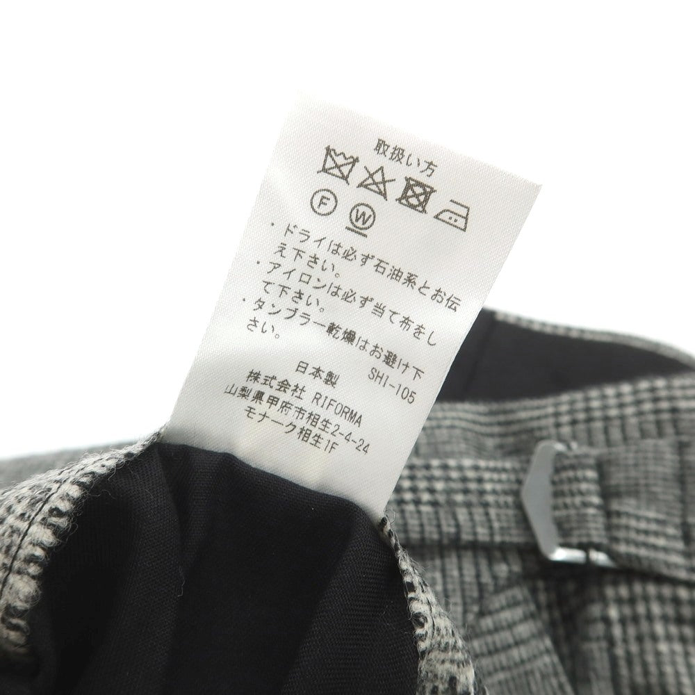 【中古】イガラシトラウザーズ 五十嵐 IGARASHI TROUSERS BEAMS F別注 ウール グレンチェック ドレススラックスパンツ ブラックxホワイト【 46 】【 状態ランクB 】【 メンズ 】