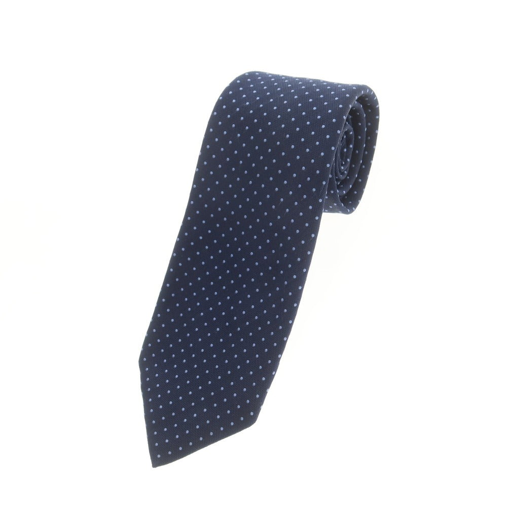 【中古】パオロ アルビザッティ PAOLO ALBIZZATI クワトロピエゲ シルク ドット柄ネクタイ ネイビーxブルー【 状態ランクB 】【 メンズ 】