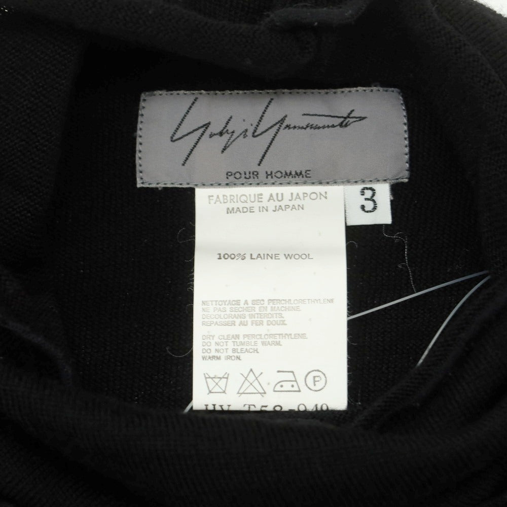 【中古】ヨウジヤマモトプールオム Yohji Yamamoto POUR HOMME ハイゲージ ウール ハイネック プルオーバーニット ブラック【 3 】【 状態ランクC 】【 メンズ 】