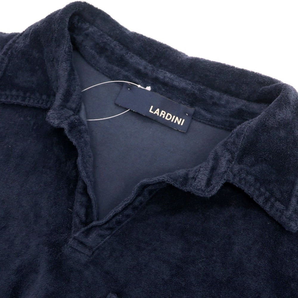 【中古】ラルディーニ LARDINI コットン パイル スキッパー 半袖ポロシャツ ネイビー【サイズ48】【 状態ランクC 】【 メンズ 】