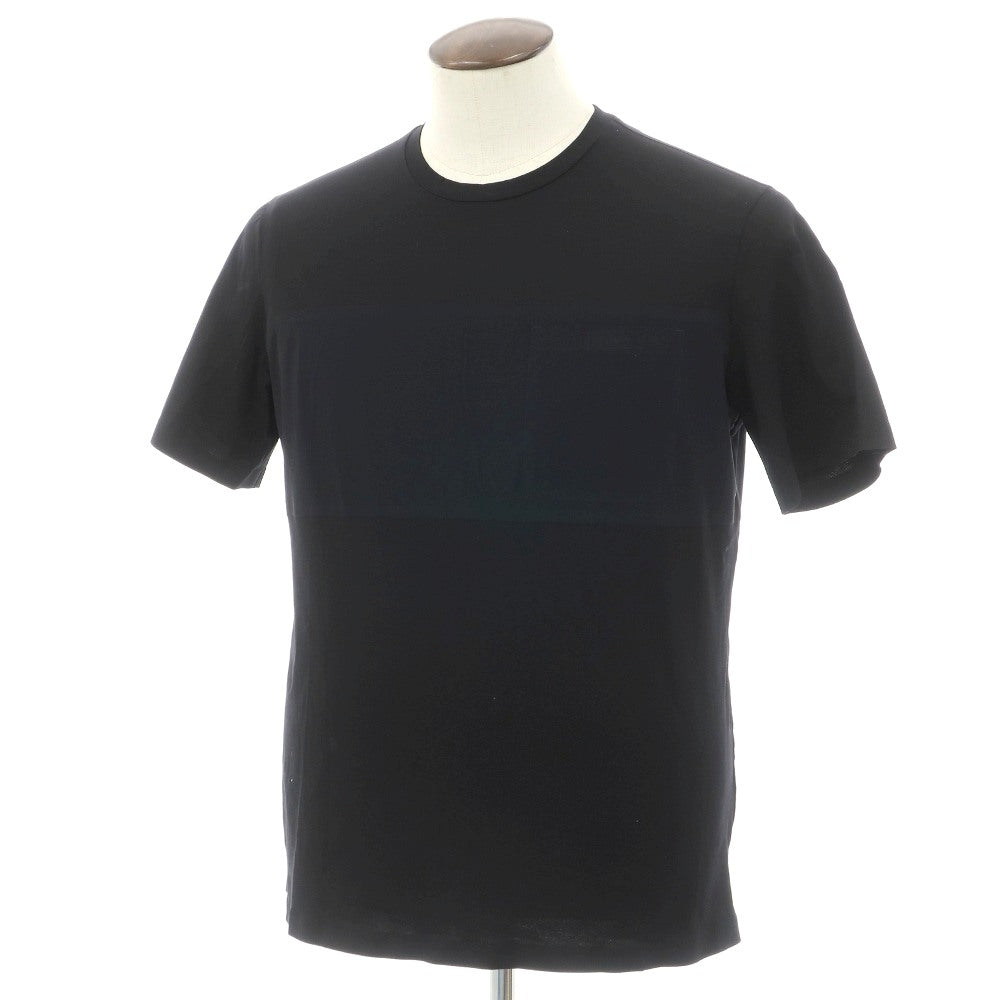 【中古】ヘルノ Herno コットン ジャージー クルーネック 半袖ポケットTシャツ ブラックxブラックネイビー【サイズ50】【 状態ランクC 】【 メンズ 】
