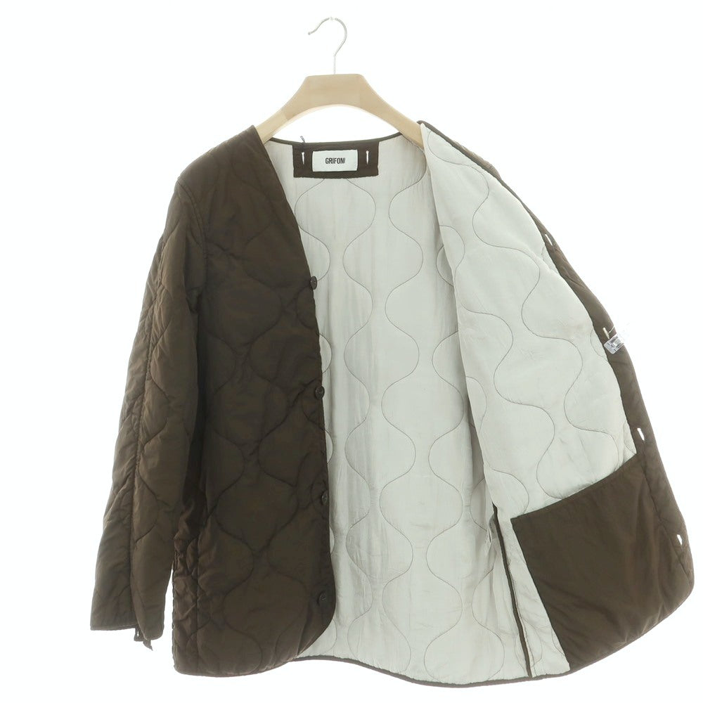 【中古】グリフォーニ GRIFONI ナイロン 中綿入り キルティングブルゾン ダークオリーブ【 48 】【 状態ランクB 】【 メンズ 】