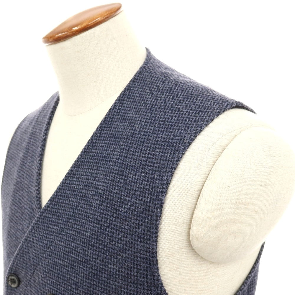 【中古】ティージャケット T-JACKET ポリエステルコットン ジャージー ハウンドトゥース ダブル カジュアル系ジレ ベスト ライトネイビー【サイズM】【 状態ランクB 】【 メンズ 】