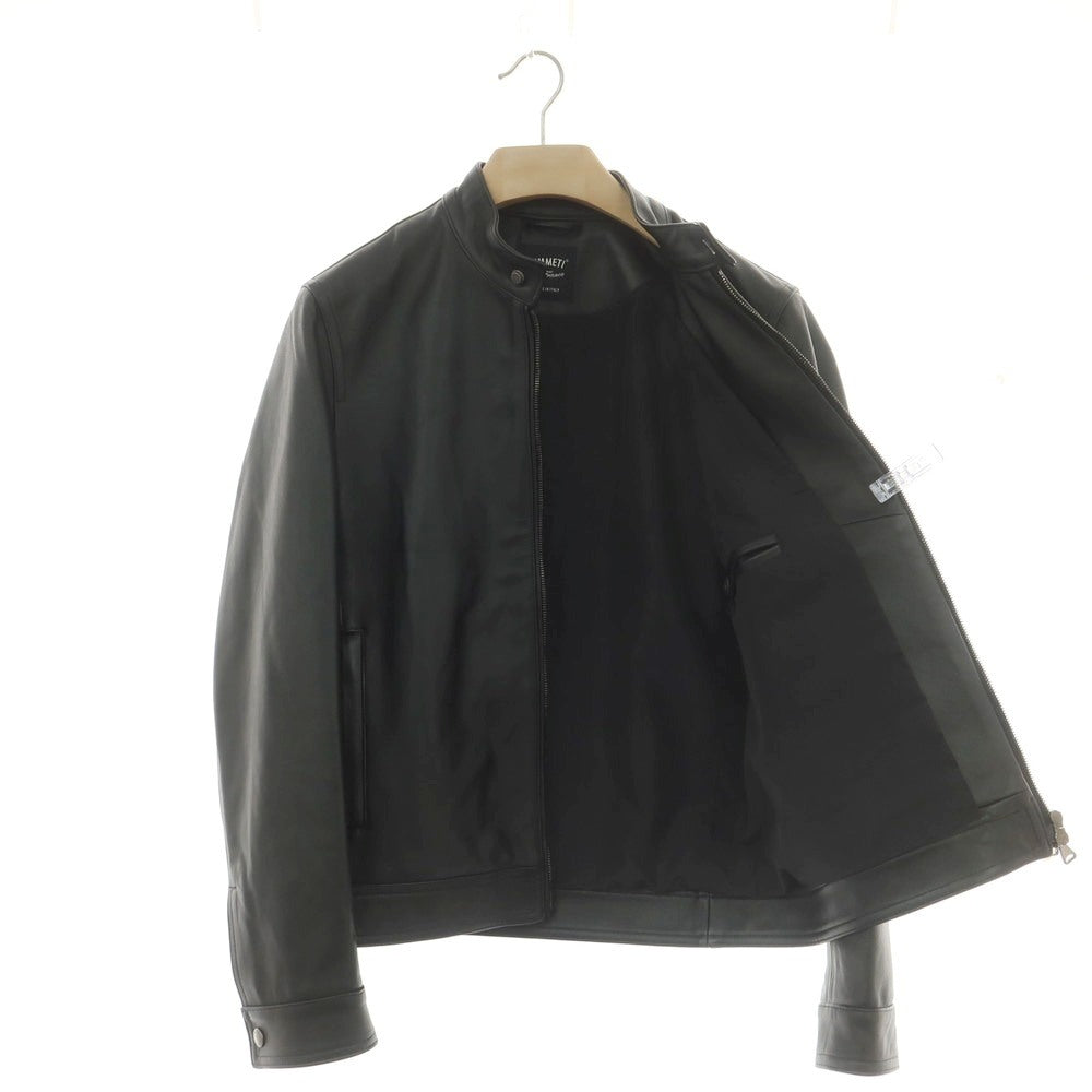 【中古】エンメティ EMMETI JURI ラムスキン レザー シングル レザーブルゾン ブラック【 48 】【 状態ランクA 】【 メンズ 】