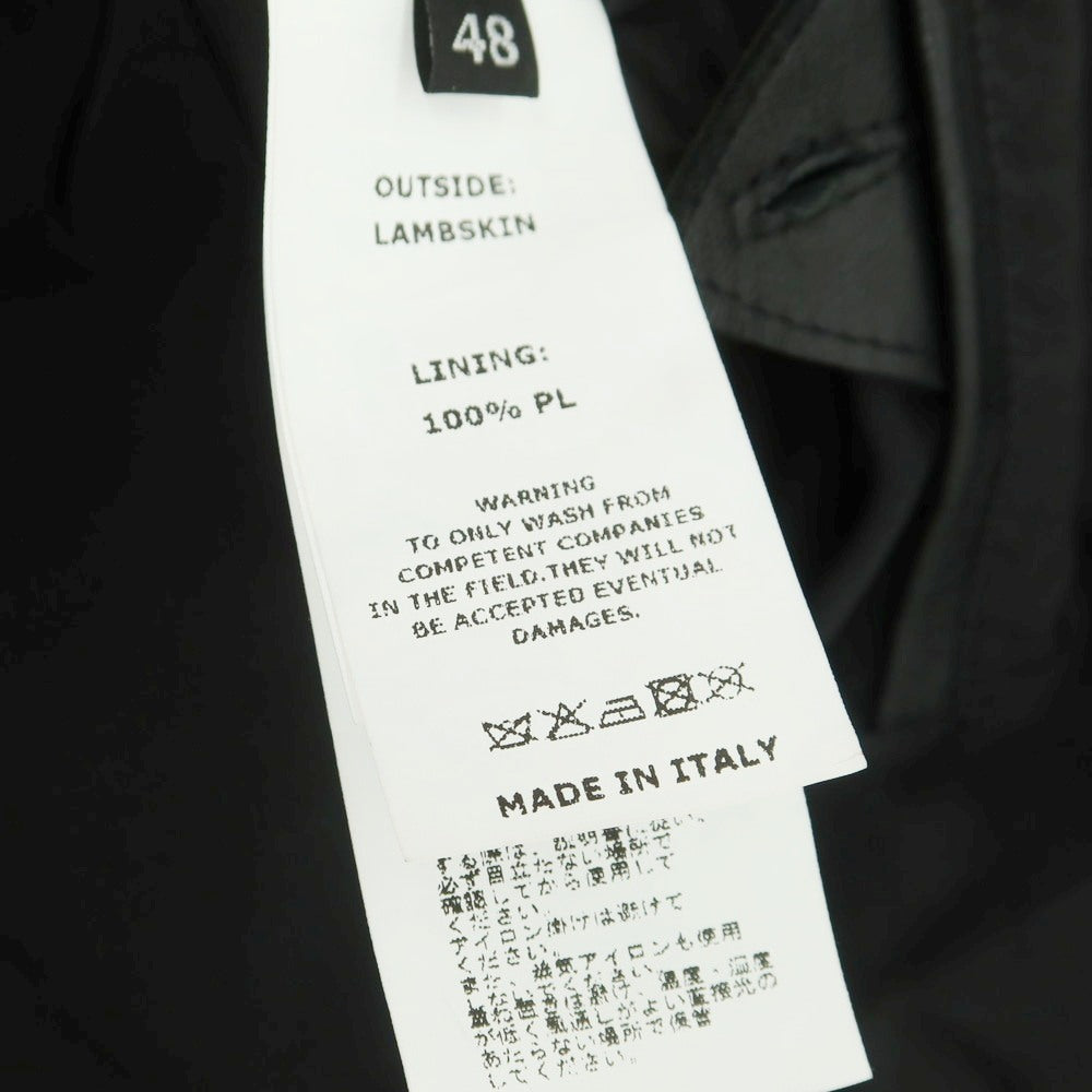 【中古】エンメティ EMMETI JURI ラムスキン レザー シングル レザーブルゾン ブラック【 48 】【 状態ランクA 】【 メンズ 】