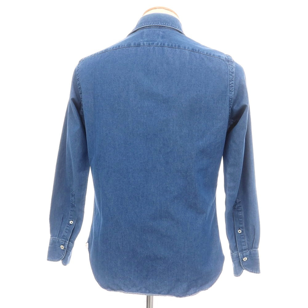 【中古】ジャンネット giannetto コットン ダンガリー ホリゾンタルカラー カジュアルシャツ ネイビー【 38 】【 状態ランクC 】【 メンズ 】
